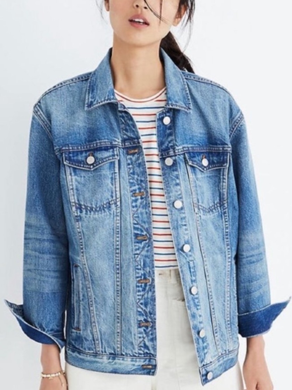 Madewell Faded Blue Denim 70’s Jean Trucker Chore Jacket SZ MED Barn Festival